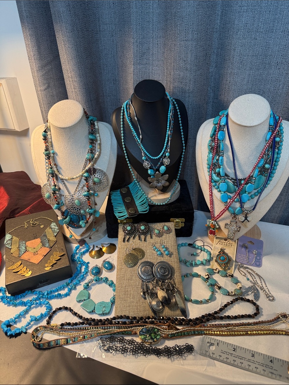 Reseller 35+ piece Turquoise Multi-Strand Bead Necklace Bracelet earring western